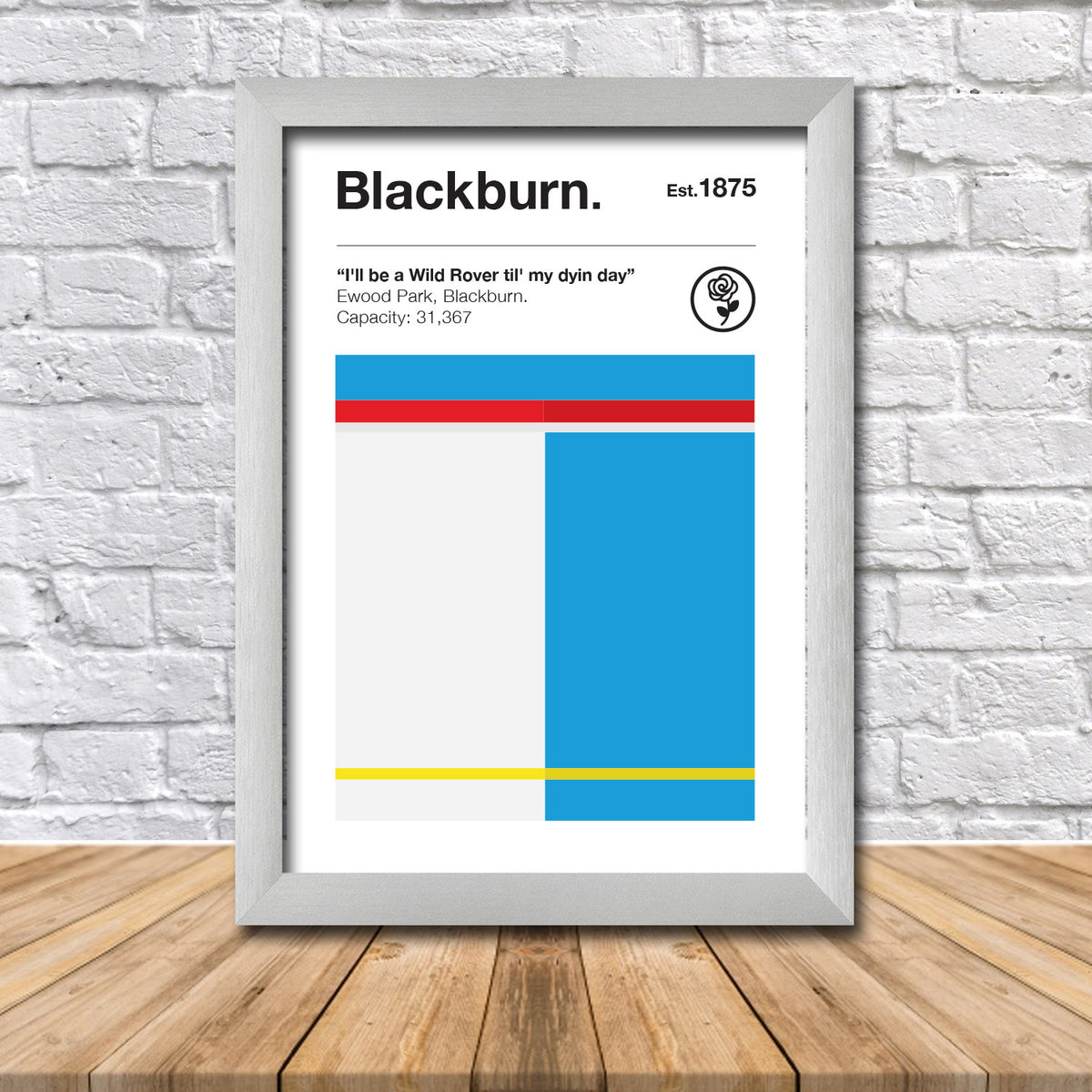 Retro Blackburn Club Colours Blackburn Fan Championship Football Crest Poster Print – Retro Blackburn Club Colours Blackburn Fan Championship Football Crest Poster