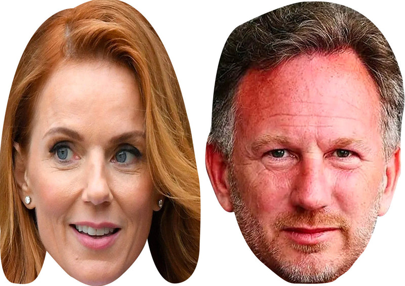 Gerry Corner and Christian Horner Celebrity Couple Face Mask Fancy Dress - High-Quality Cardboard Masks for Any Occasion