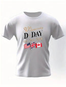 80th Anniversary D-Day Commemorative T-Shirt for Kids - Casual Short Sleeve, Breathable Polyester, Geometric Print, Machine Washable - Perfect Summer Tee