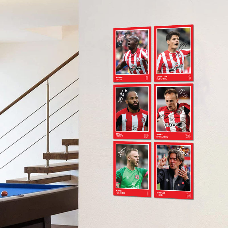 Brentford Players SIGNED A6 Poster Pack 2 - 6 Autographed Poster Print Cards (Mbeumo, Wissa, Norgaard, Damsgaard, Flekken, Frank)