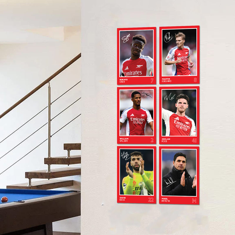 Arsenal Players SIGNED A6 Poster Pack 2 - 6  Autographed Poster Print Cards (Saka, Saliba, Rice, Odegard, Raya, Arteta)