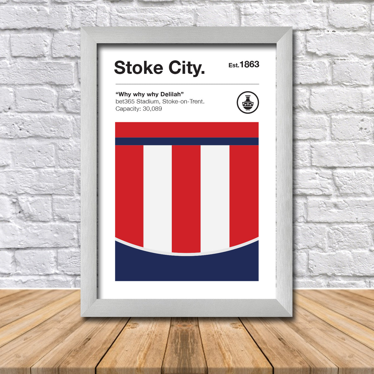 Retro Stoke Club Colours Stoke Fan Championship Football Crest Poster Print