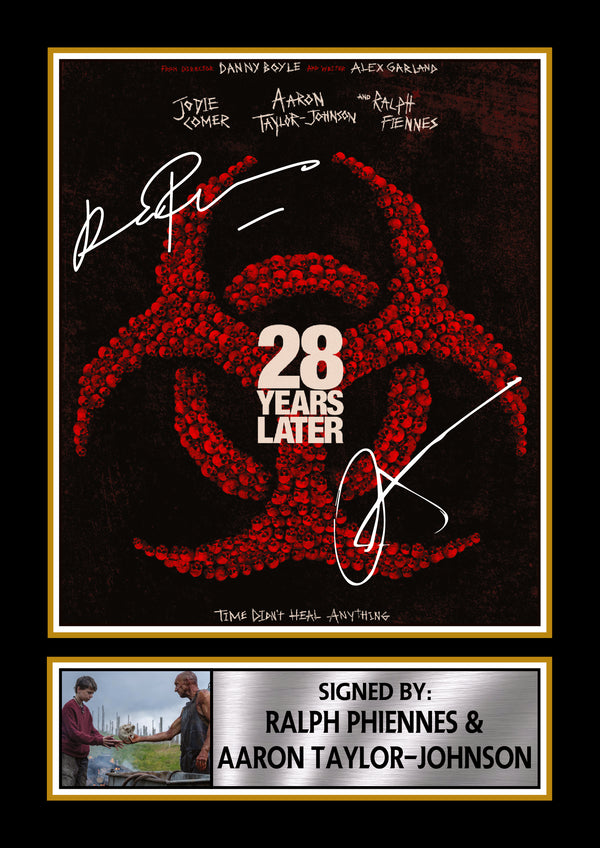 28 Years Later Printed Signature Poster Print – Horror Movie Wall Art Featuring Ralph Fiennes & Aaron Taylor-Johnson – Reproduction Print