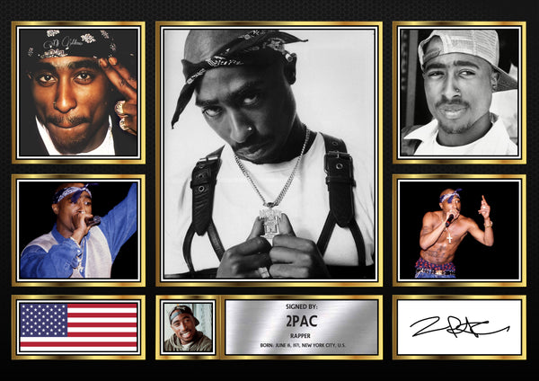 Rappers 2Pac Framed Printed Signature Print – Fan Gift – Wall Art