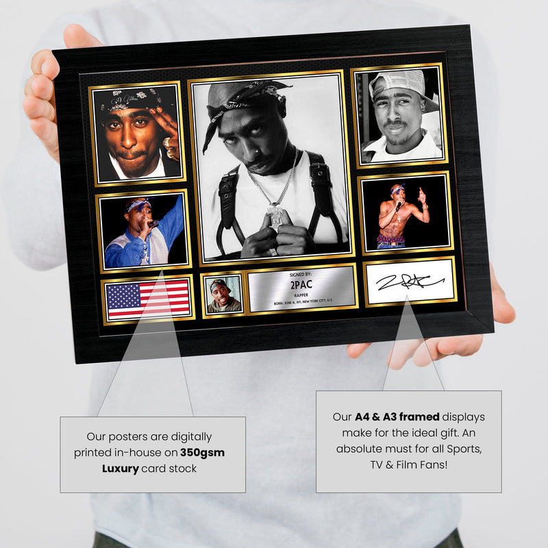 Rappers 2Pac Framed Autographed Print - Limited Edition Autograph Fan Gift – Collectible Memorabilia Merchandise
