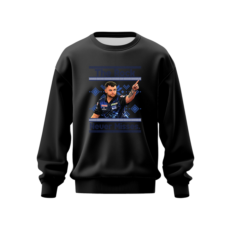 Josh Rock Jumper – "The Rock Never Misses" Darts Fan Pullover Jumper – Unisex Graphic Sweatshirt – Professional Darts Supporter Gift for Men & Women