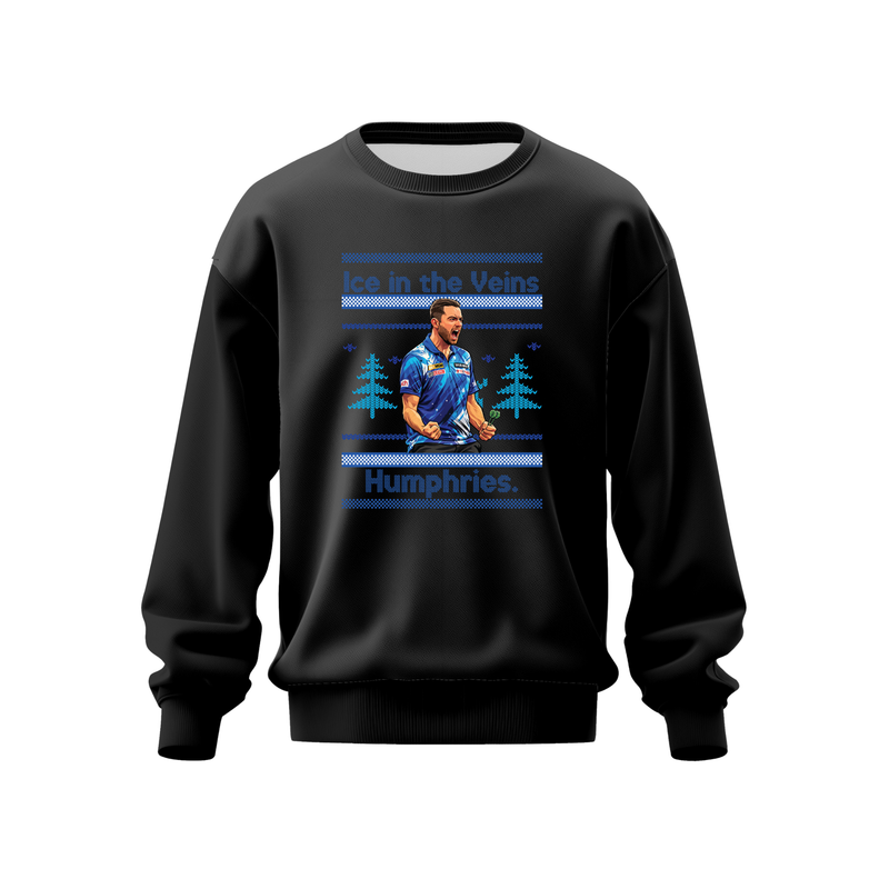 Luke Humphries Jumper – "Ice in the Veins Humphries" Darts Fan Pullover Jumper – Unisex Graphic Sweatshirt – Luke Humphries Jumper – Black, XS (34")