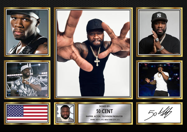 Copy of Rappers 50 Cent Framed Printed Signature Print – Fan Gift – Wall Art – Reproduction Print