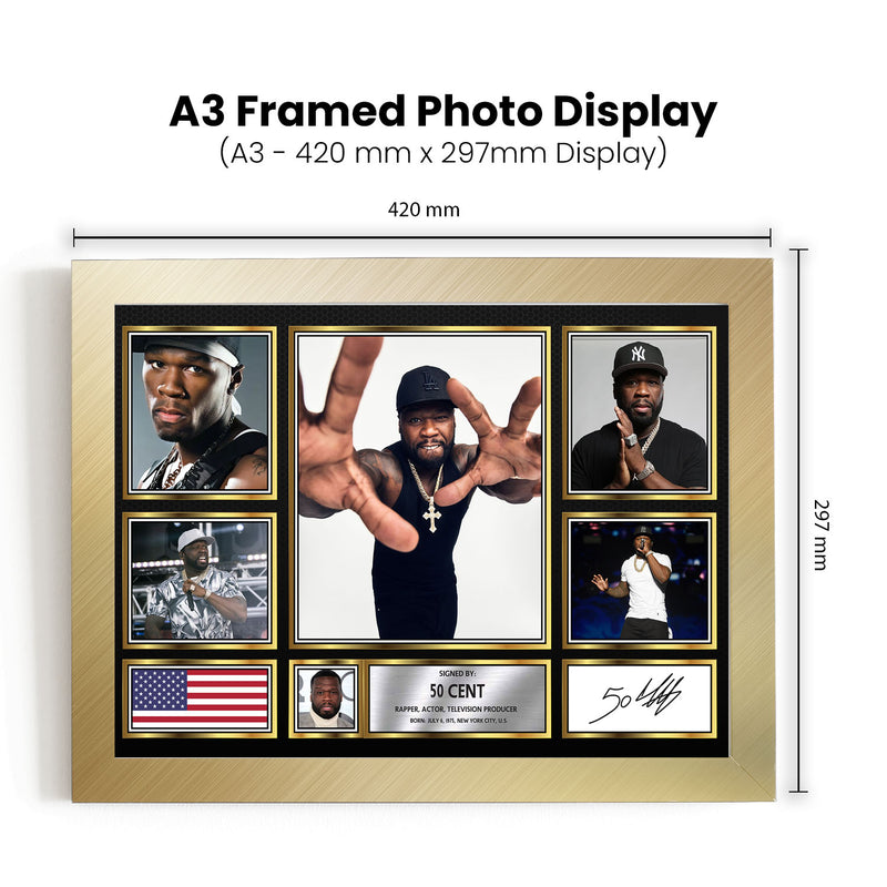 Copy of Rappers 50 Cent Framed Autographed Print - Limited Edition Autograph Fan Gift – Collectible Memorabilia Merchandise