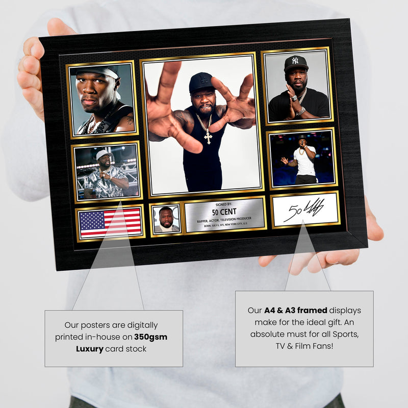 Copy of Rappers 50 Cent Framed Autographed Print - Limited Edition Autograph Fan Gift – Collectible Memorabilia Merchandise