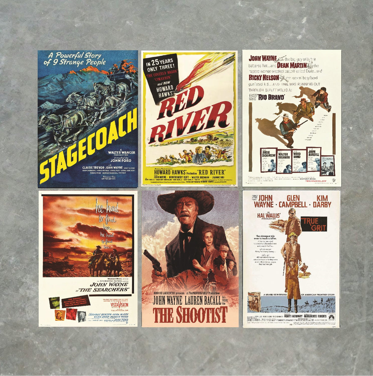 John Wayne Western Movie Poster Print Set of 6 – A6 Poster
