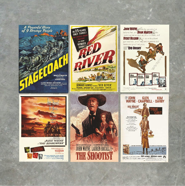 John Wayne Western Movie Poster Print Set of 6 – A6 Poster