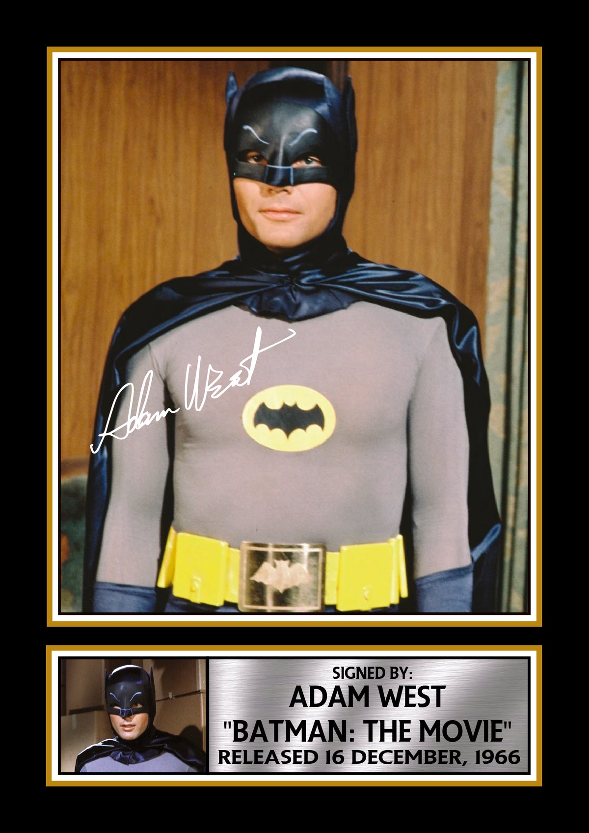 Adam West Batman Printed Signature Poster Print – Classic 1966 Batman The Movie Portrait Wall Art – Vintage TV Superhero Wall Art Gift – Adam West Batman Printed Signature Poster Print