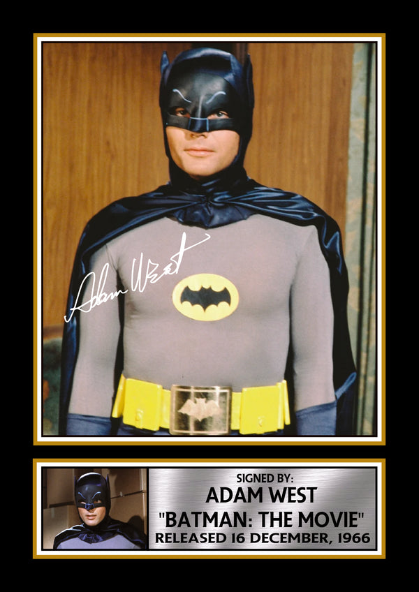 Adam West Batman Printed Signature Poster Print – Classic 1966 Batman The Movie Portrait Wall Art – Vintage TV Superhero Wall Art Gift – Reproduction Print