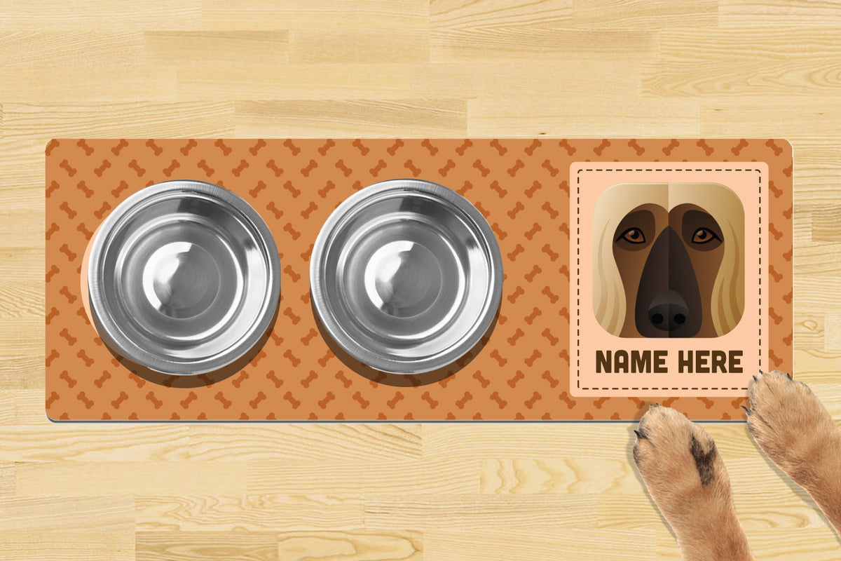 Personalised Dog Breed Dog Bowl Mat 880mm X 300mm2 Bowl Design - Afghan Hound