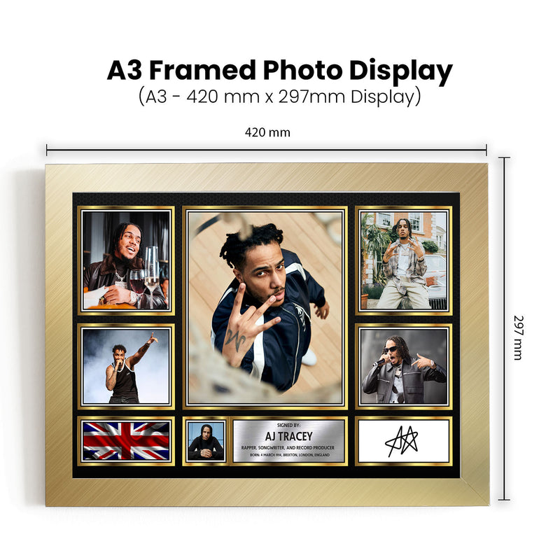 Rappers AJ Tracey Framed Autographed Print - Limited Edition Autograph Fan Gift – Collectible Memorabilia Merchandise