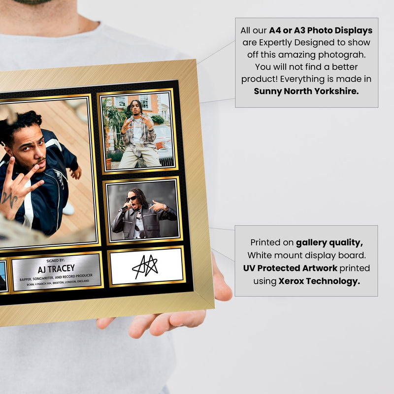 Rappers AJ Tracey Framed Autographed Print - Limited Edition Autograph Fan Gift – Collectible Memorabilia Merchandise