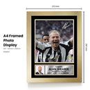 Alan Shearer Portrait Signed Autographed Poster Print – Framed Football Memorabilia with Plaque – Newcastle United & England Legend– Gift for Fans & Collectors