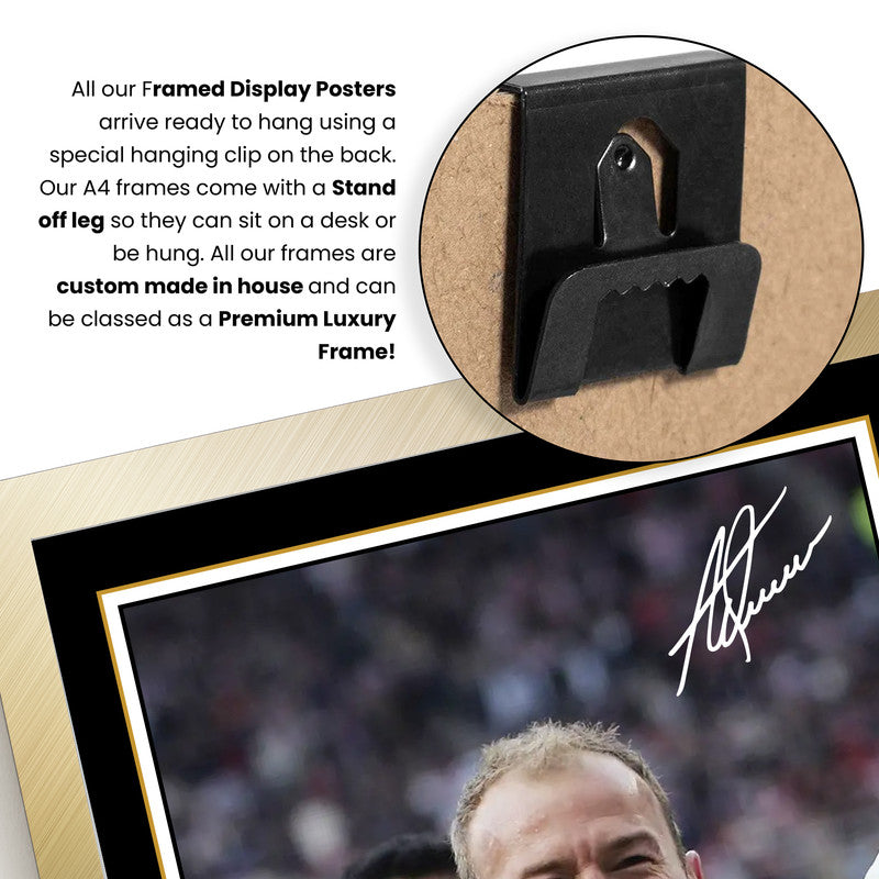 Alan Shearer Portrait Signed Autographed Poster Print – Framed Football Memorabilia with Plaque – Newcastle United & England Legend– Gift for Fans & Collectors