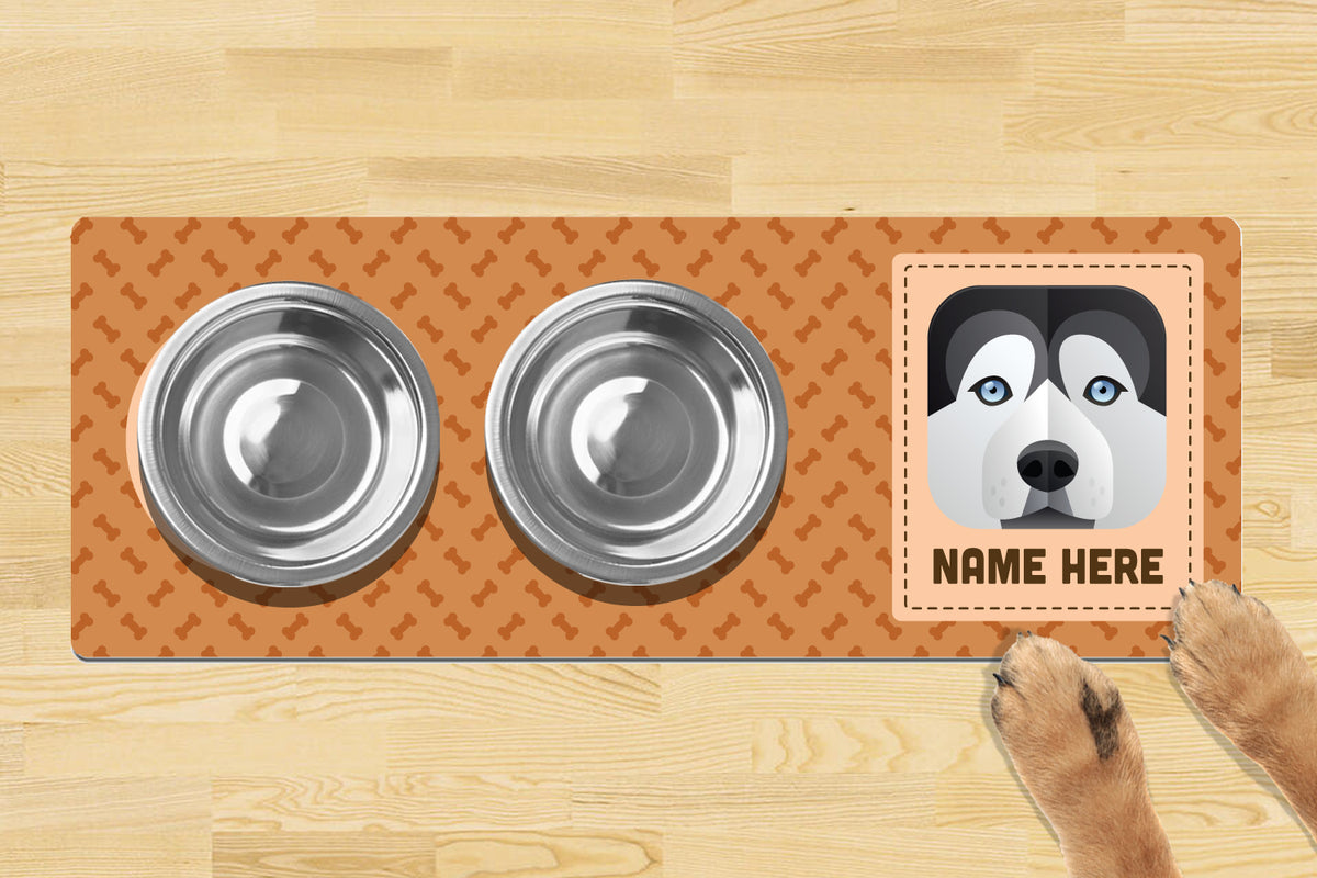 Personalised Dog Breed Dog Bowl Mat 880mm X 300mm2 Bowl Design - Alaskan
