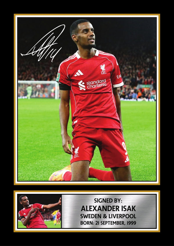 Alexander Isak Liverpool Footballer Printed Signature Print – alexander Isak printed signature poster