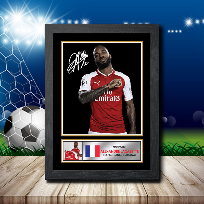 Alexandre Lacazette 2 Silver Printed Signature Footballers Star Poster Print Framed Wall Art Gift – Alexandre Lacazette 2 Silver Printed Signature Footballers Star Poster Print