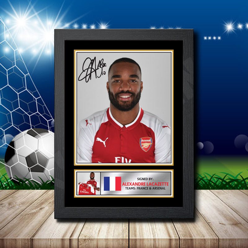 Alexandre Lacazette Silver Printed Signature Footballers Star Poster Print Framed Wall Art Gift – Alexandre Lacazette Silver Printed Signature Footballers Star Poster Print