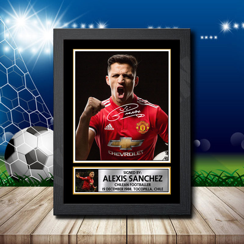 Alexis Sanchez 1 Printed Signature Footballers Star Poster Print Framed Wall Art Gift – Alexis Sanchez 1 Printed Signature Footballers Star Poster Print