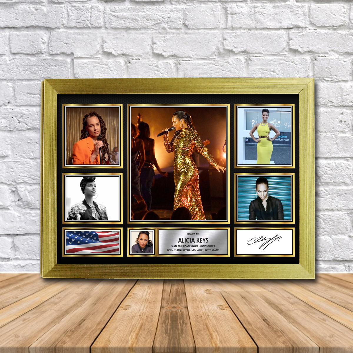 Alicia Keys Music Gift Printed Signature Star Poster Print Wall Art Gift