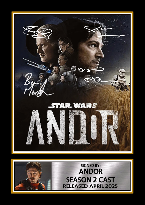 Star Wars Andor Season 2 Printed Signature Poster – Cast Style Sci-Fi TV Series Wall Art – Star Wars Wall Art Gift for Fans