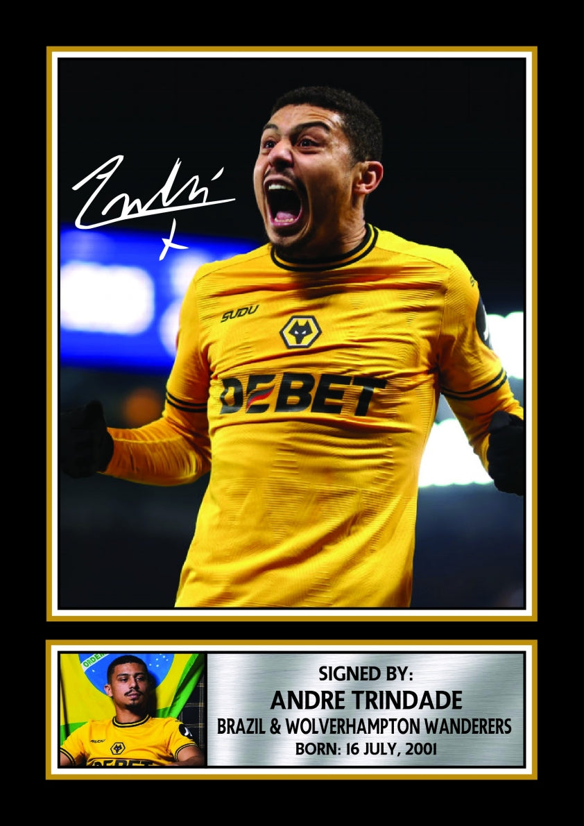 André Trindade Wolves Footballer Printed Signature Print – andré Trindade printed signature poster