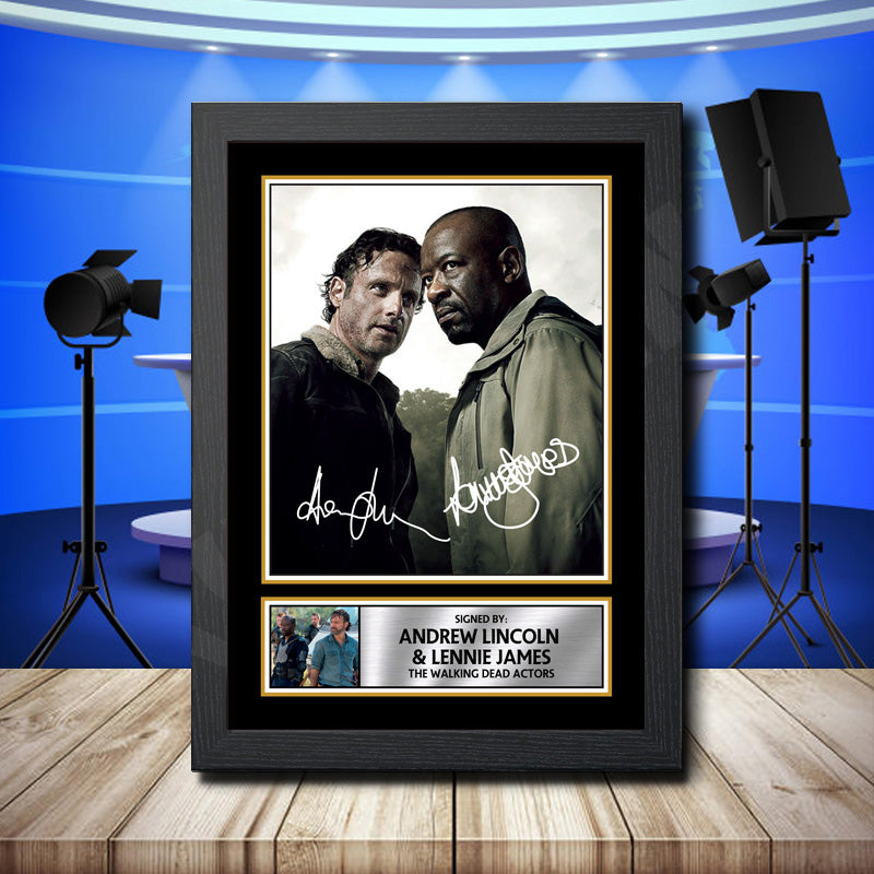 Andrew Lincoln + Lennie James Printed Signature Television Star Poster Print Framed Wall Art Gift – Andrew Lincoln + Lennie James Printed Signature Television Star Poster Print