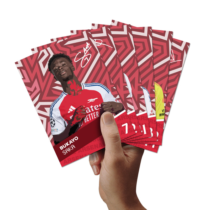 Arsenal Players SIGNED A6 Poster Pack - 6  Autographed Poster Print Cards (Saka, Saliba, Rice, Odegard, Raya, Arteta)