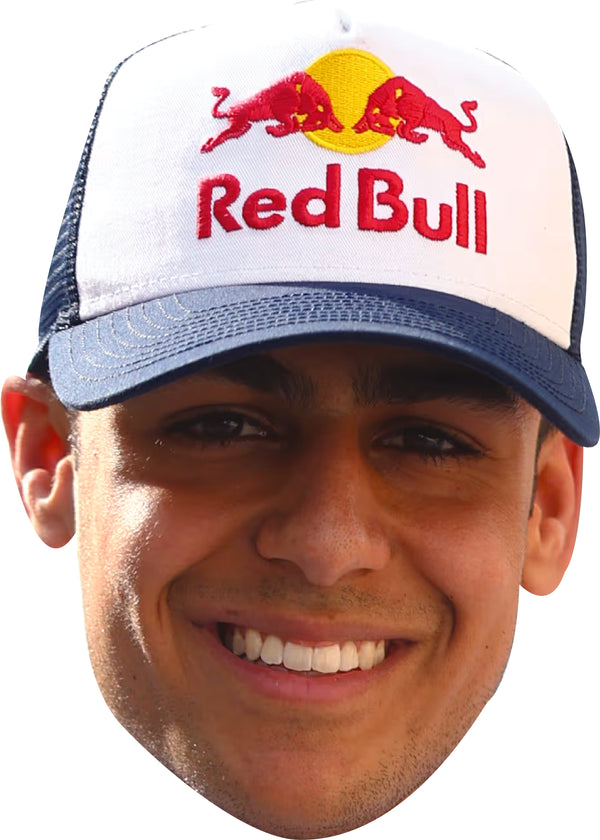 Arvid Linblad Cap Facemask – F1 Motorsport Celebrity Card Face Mask – Celebrity Mask for Stag Do, Hen Night, Fancy Dress & Costume Parties