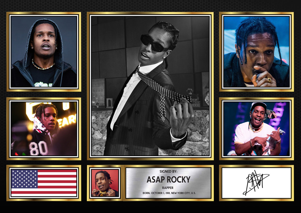 Rappers ASAP Rocky Framed Printed Signature Print – Fan Gift – Wall Art – Rappers ASAP Rocky Framed Printed Signature Print – A4 Poster