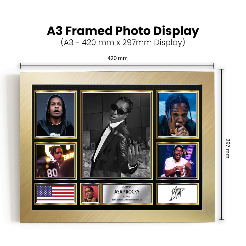 Rappers ASAP Rocky Framed Autographed Print - Limited Edition Autograph Fan Gift – Collectible Memorabilia Merchandise