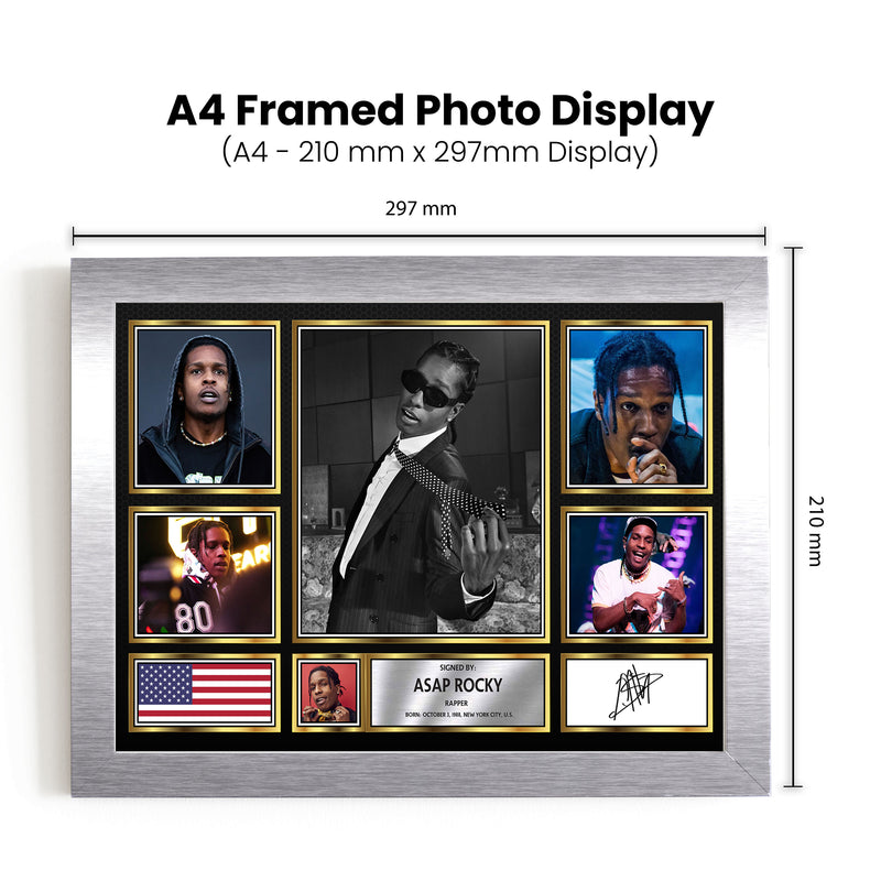 Rappers ASAP Rocky Framed Autographed Print - Limited Edition Autograph Fan Gift – Collectible Memorabilia Merchandise