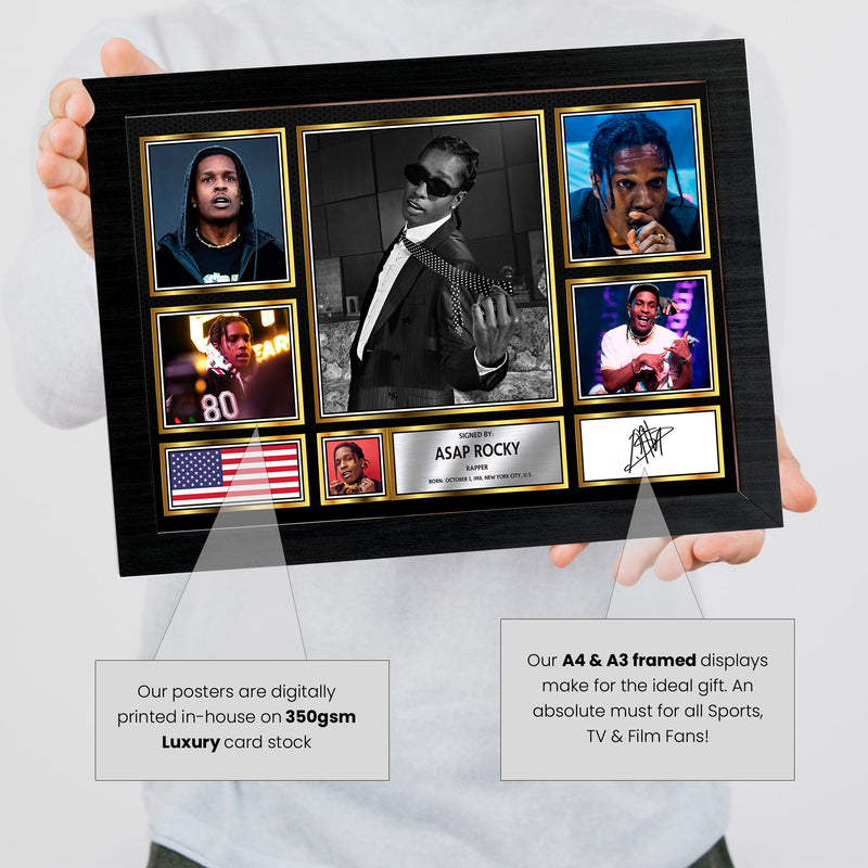 Rappers ASAP Rocky Framed Autographed Print - Limited Edition Autograph Fan Gift – Collectible Memorabilia Merchandise