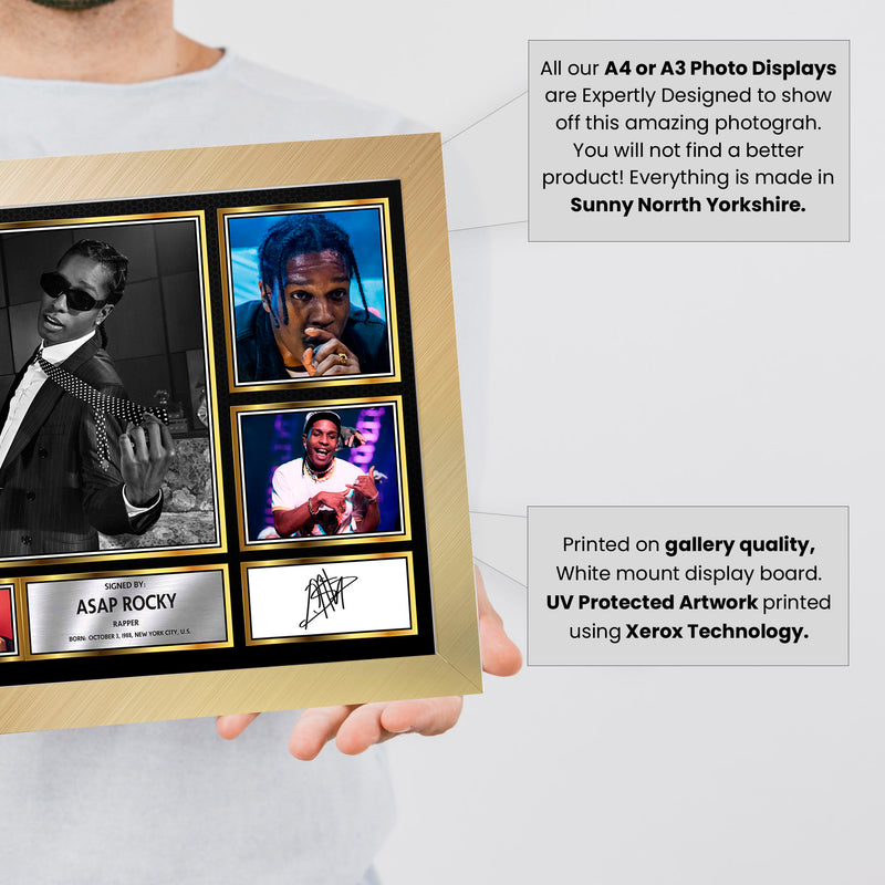 Rappers ASAP Rocky Framed Autographed Print - Limited Edition Autograph Fan Gift – Collectible Memorabilia Merchandise