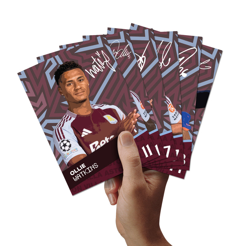 Aston Villa Players SIGNED A6 Poster Pack - 6 Autographed Poster Print Cards (Watkins, Bailey, Rogers, McGinn, Martinez, Emery)