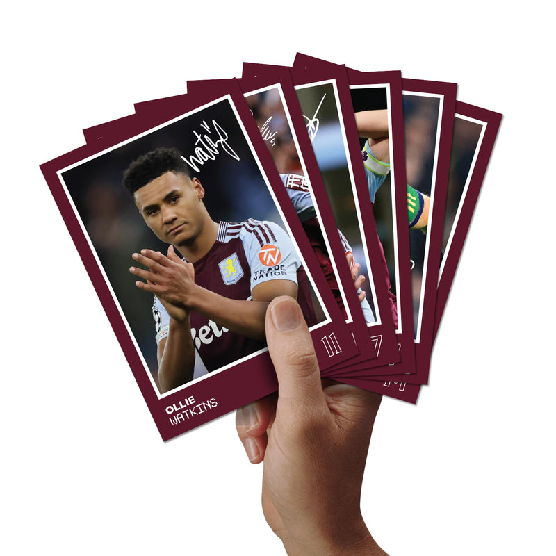 Aston Villa Players SIGNED A6 Poster Pack 2 - 6 Autographed Poster Print Cards (Watkins, Bailey, Rogers, McGinn, Martinez, Emery)