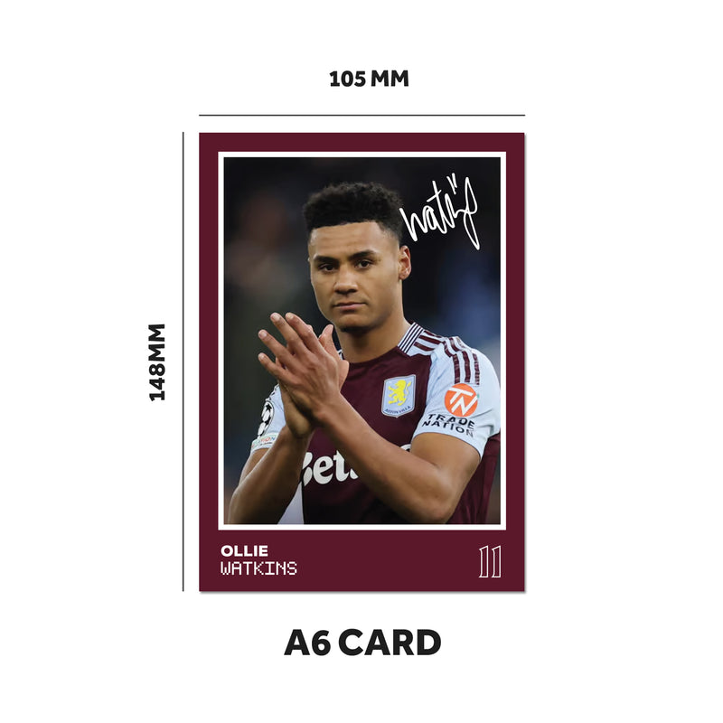 Aston Villa Players SIGNED A6 Poster Pack 2 - 6 Autographed Poster Print Cards (Watkins, Bailey, Rogers, McGinn, Martinez, Emery)