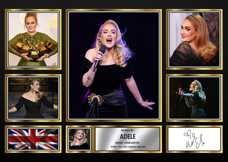 Adele Singers Framed Autographed Print - Limited Edition Autograph Fan Gift – Collectible Memorabilia Merchandise