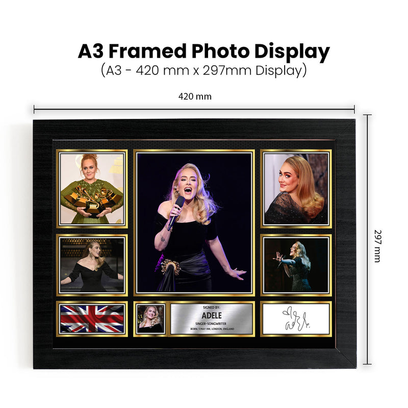 Adele Singers Framed Autographed Print - Limited Edition Autograph Fan Gift – Collectible Memorabilia Merchandise