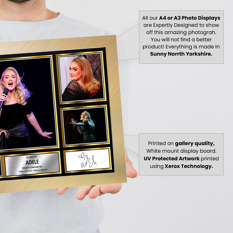 Adele Singers Framed Autographed Print - Limited Edition Autograph Fan Gift – Collectible Memorabilia Merchandise