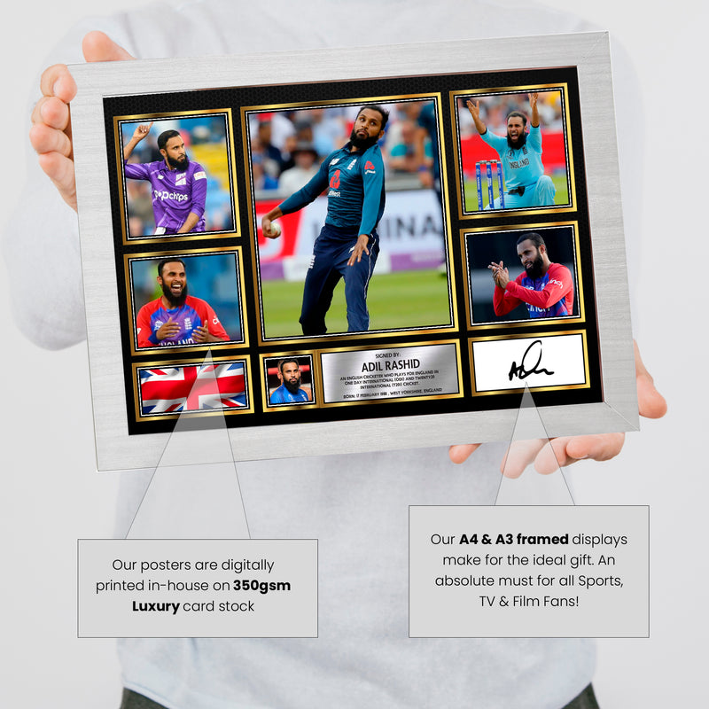 Adil Rashid M1454 - Cricketer-Autographed Poster Print Photo Signature GIFT