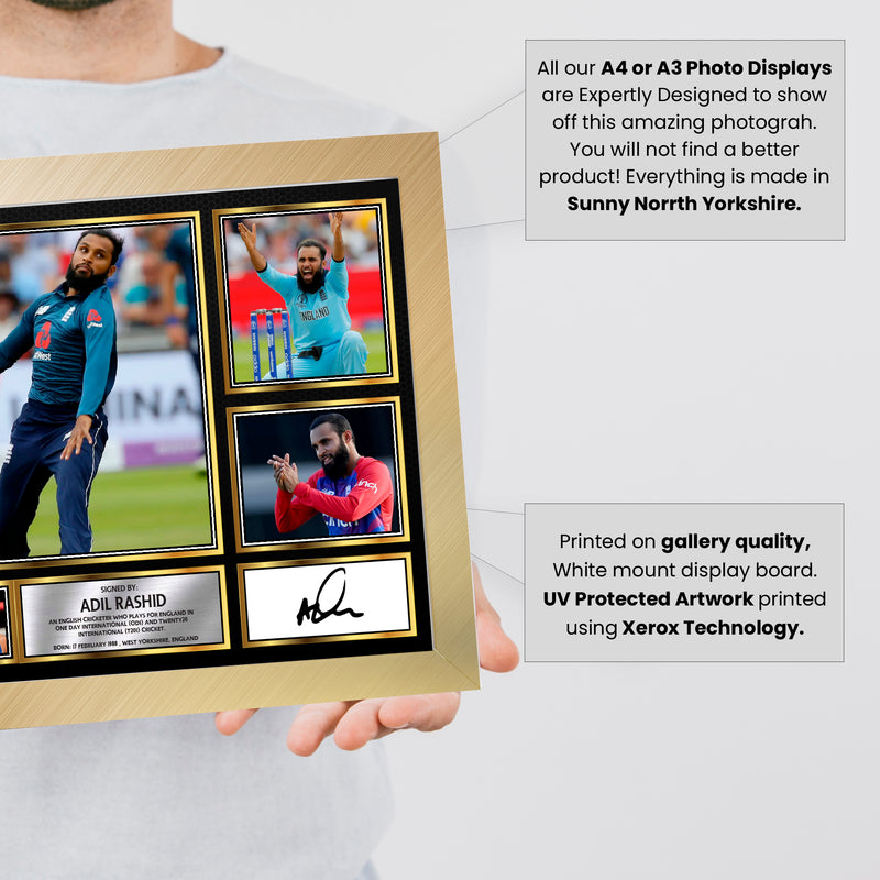 Adil Rashid M1454 - Cricketer-Autographed Poster Print Photo Signature GIFT