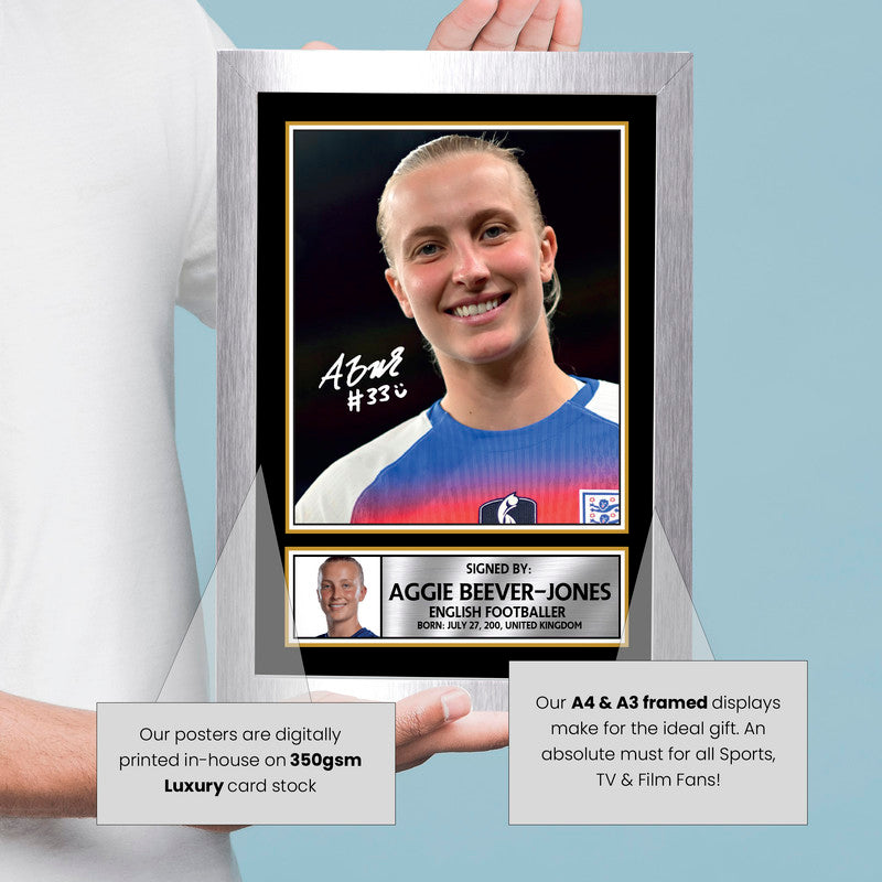 Aggie Beever-Jones Signed Autograph Poster Print – England & Chelsea Women’s Football Star – Framed or Unframed – Gift for Women’s Football Fans
