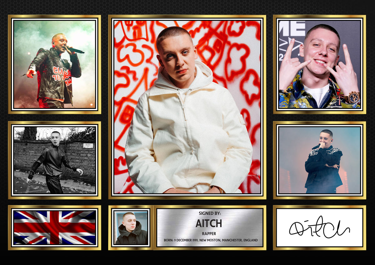 Rappers Aitch Framed Printed Signature Print – Fan Gift – Wall Art – Rappers Aitch Framed Printed Signature Print – A4 Poster