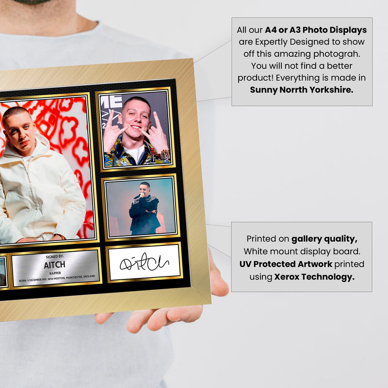 Rappers Aitch Framed Autographed Print - Limited Edition Autograph Fan Gift – Collectible Memorabilia Merchandise